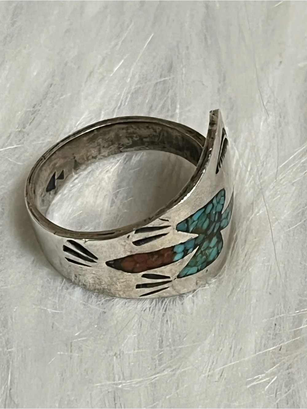 Navajo Style Thunderbird Spoon Ring